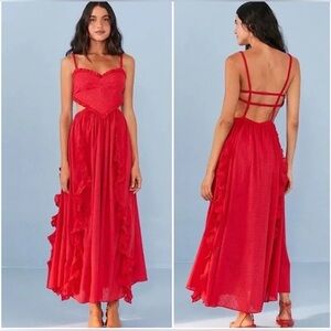 Farm Rio Red Heart Maxi Dress